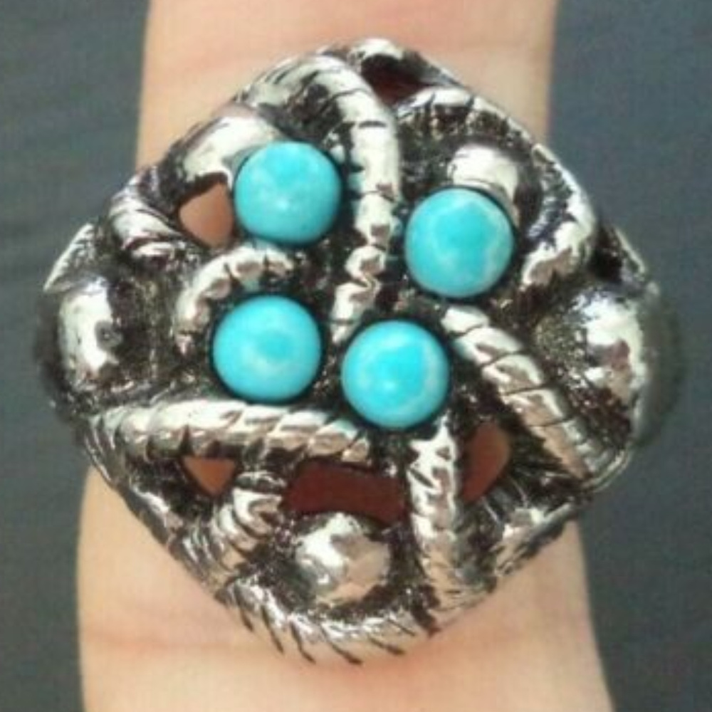 Vintage Avon turquoise silver tone ring 6 7 6.5